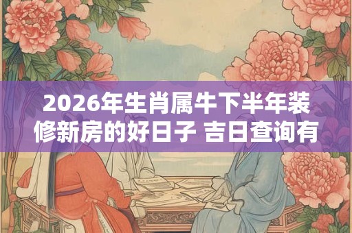 2026年生肖属牛下半年装修新房的好日子 吉日查询有门道 2026年生肖属牛下半年装修新房的好日子 吉日查询有门道