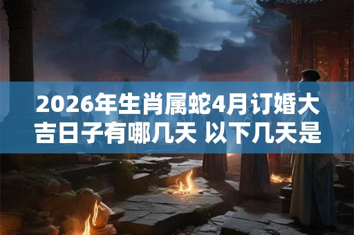 2026年生肖属蛇4月订婚大吉日子有哪几天 以下几天是黄道吉日 2026年生肖属蛇4月订婚大吉日子有哪几天 以下几天是黄道吉日