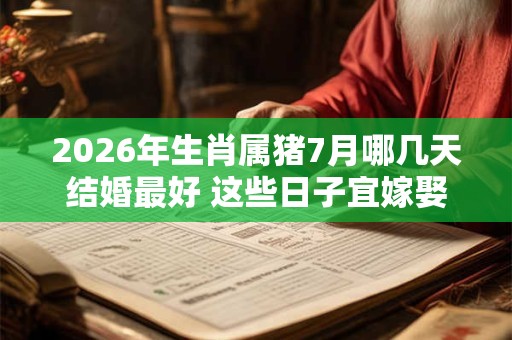 2026年生肖属猪7月哪几天结婚最好 这些日子宜嫁娶