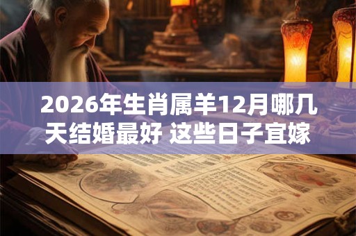 2026年生肖属羊12月哪几天结婚最好 这些日子宜嫁娶