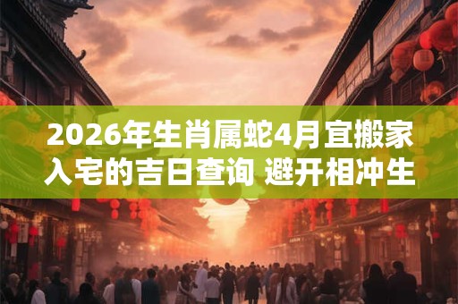 2026年生肖属蛇4月宜搬家入宅的吉日查询 避开相冲生肖 2026年生肖属蛇4月宜搬家入宅的吉日查询 避开相冲生肖
