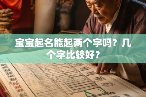 宝宝起名能起两个字吗?几个字比较好? 宝宝起名能起两个字吗?几个字比较好?
