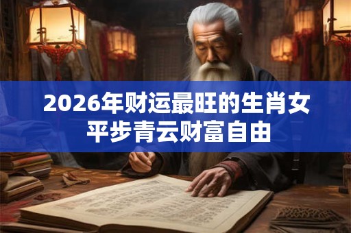 2026年财运最旺的生肖女 平步青云财富自由 2026年财运最旺的生肖女 平步青云财富自由