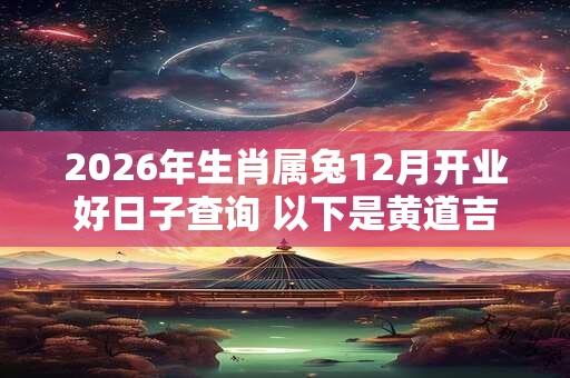 2026年生肖属兔12月开业好日子查询 以下是黄道吉日 2026年生肖属兔12月开业好日子查询 以下是黄道吉日