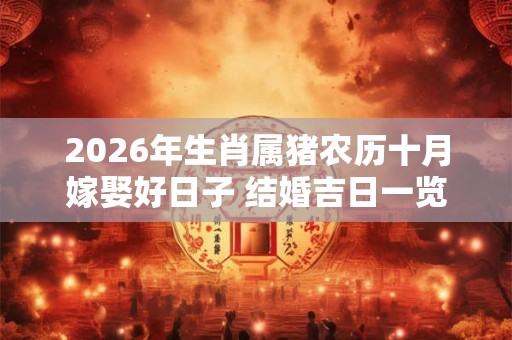 2026年生肖属猪农历十月嫁娶好日子 结婚吉日一览表