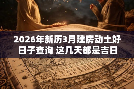 2026年新历3月建房动土好日子查询 这几天都是吉日 2026年新历3月建房动土好日子查询 这几天都是吉日