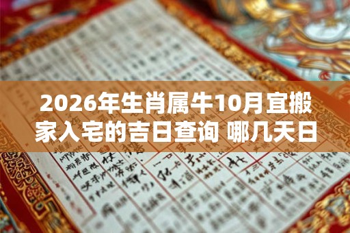 2026年生肖属牛10月宜搬家入宅的吉日查询 哪几天日子好 2026年生肖属牛10月宜搬家入宅的吉日查询 哪几天日子好