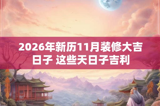 2026年新历11月装修大吉日子 这些天日子吉利 2026年新历11月装修大吉日子 这些天日子吉利