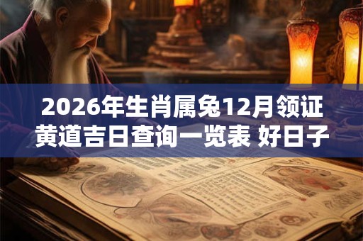 2026年生肖属兔12月领证黄道吉日查询一览表 好日子查询 2026年生肖属兔12月领证黄道吉日查询一览表 好日子查询