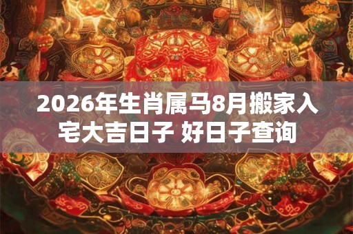 2026年生肖属马8月搬家入宅大吉日子 好日子查询