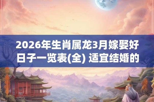2026年生肖属龙3月嫁娶好日子一览表(全) 适宜结婚的吉日