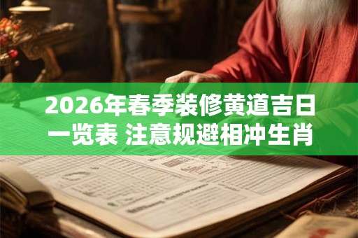 2026年春季装修黄道吉日一览表 注意规避相冲生肖