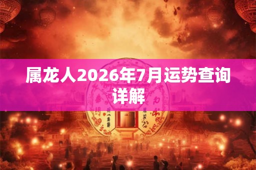 属龙人2026年7月运势查询详解 属龙人2026年7月运势查询详解