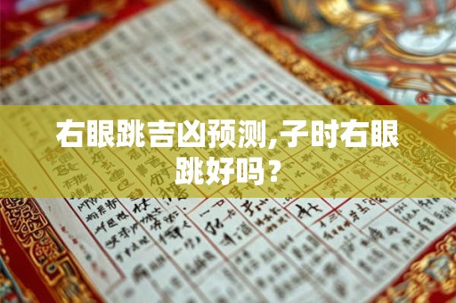 右眼跳吉凶预测,子时右眼跳好吗? 右眼跳吉凶预测,子时右眼跳好吗?