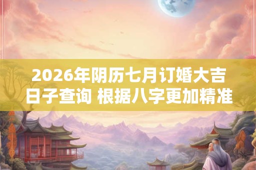 2026年阴历七月订婚大吉日子查询 根据八字更加精准 2026年阴历七月订婚大吉日子查询 根据八字更加精准