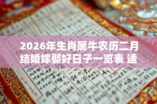 2026年生肖属牛农历二月结婚嫁娶好日子一览表 适宜嫁娶的吉日 2026年生肖属牛农历二月结婚嫁娶好日子一览表 适宜嫁娶的吉日