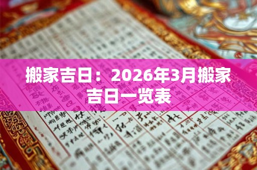 搬家吉日:2026年3月搬家吉日一览表 搬家吉日:2026年3月搬家吉日一览表