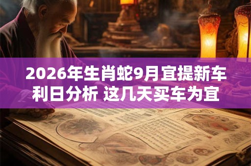 2026年生肖蛇9月宜提新车利日分析 这几天买车为宜 2026年生肖蛇9月宜提新车利日分析 这几天买车为宜