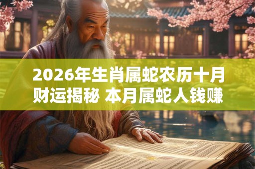 2026年生肖属蛇农历十月财运揭秘 本月属蛇人钱赚个不停 2026年生肖属蛇农历十月财运揭秘 本月属蛇人钱赚个不停