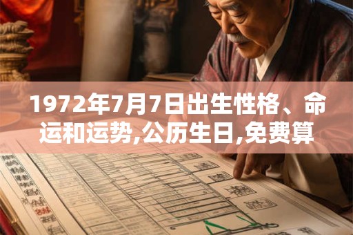 1972年7月7日出生性格、命运和运势,公历生日,免费算命 1972年7月7日出生性格、命运和运势,公历生日,免费算命