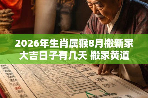 2026年生肖属猴8月搬新家大吉日子有几天 搬家黄道吉日