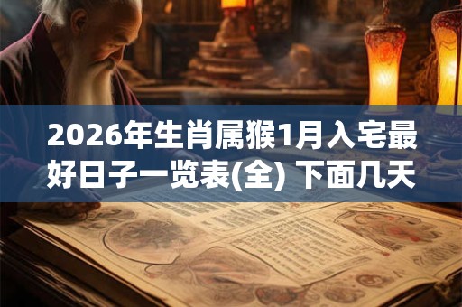 2026年生肖属猴1月入宅最好日子一览表(全) 下面几天都是吉日