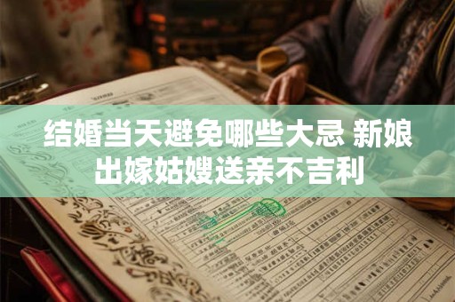 结婚当天避免哪些大忌 新娘出嫁姑嫂送亲不吉利 结婚当天避免哪些大忌 新娘出嫁姑嫂送亲不吉利
