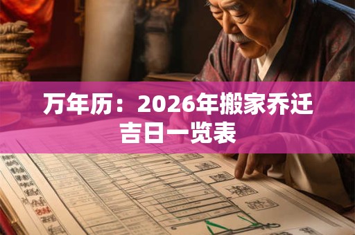 万年历：2026年搬家乔迁吉日一览表