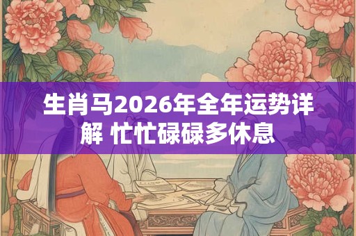 生肖马2026年全年运势详解 忙忙碌碌多休息 生肖马2026年全年运势详解 忙忙碌碌多休息