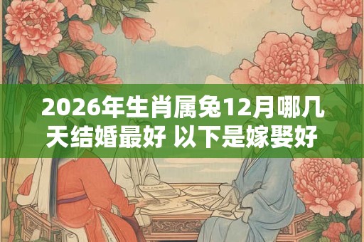 2026年生肖属兔12月哪几天结婚最好 以下是嫁娶好日子