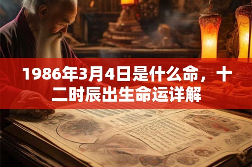 1986年3月4日是什么命，十二时辰出生命运详解