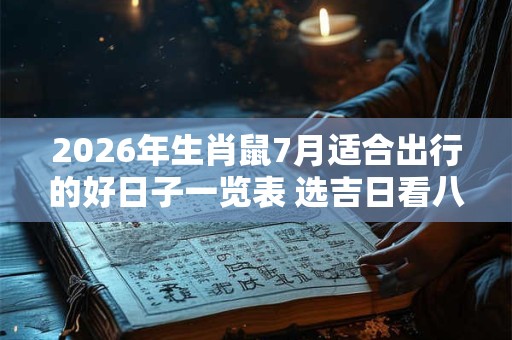 2026年生肖鼠7月适合出行的好日子一览表 选吉日看八字