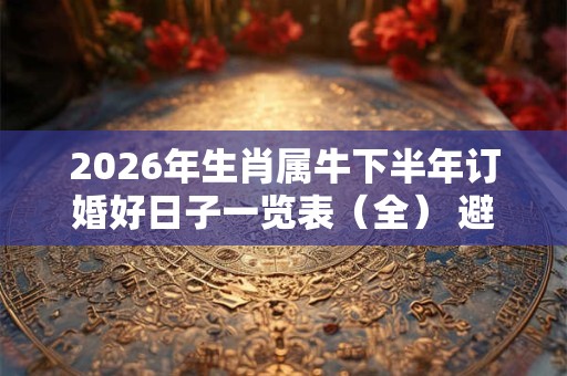 2026年生肖属牛下半年订婚好日子一览表(全) 避开相冲生肖 2026年生肖属牛下半年订婚好日子一览表(全) 避开相冲生肖