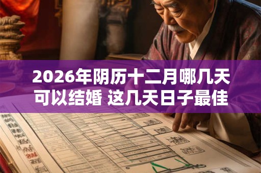 2026年阴历十二月哪几天可以结婚 这几天日子最佳