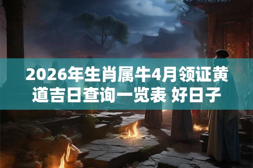 2026年生肖属牛4月领证黄道吉日查询一览表 好日子选择看八字