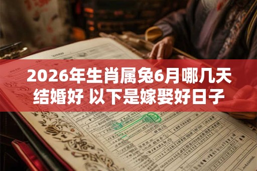 2026年生肖属兔6月哪几天结婚好 以下是嫁娶好日子