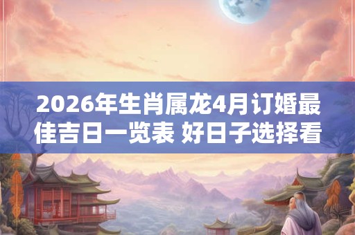 2026年生肖属龙4月订婚最佳吉日一览表 好日子选择看八字 2026年生肖属龙4月订婚最佳吉日一览表 好日子选择看八字