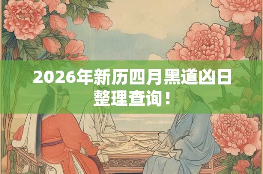 2026年新历四月黑道凶日整理查询! 2026年新历四月黑道凶日整理查询!
