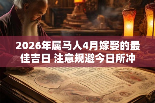 2026年属马人4月嫁娶的最佳吉日 注意规避今日所冲