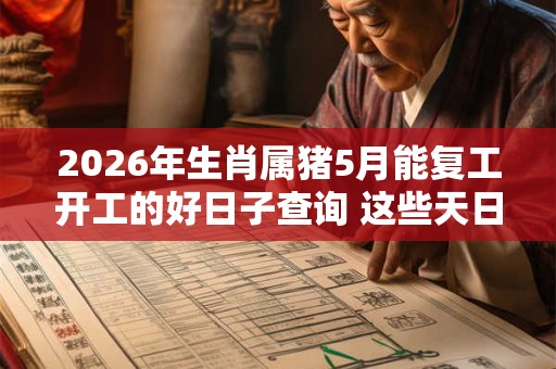 2026年生肖属猪5月能复工开工的好日子查询 这些天日子吉利