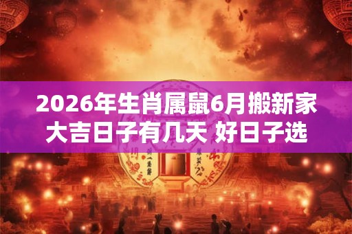 2026年生肖属鼠6月搬新家大吉日子有几天 好日子选择
