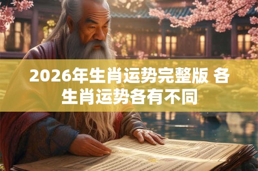 2026年生肖运势完整版 各生肖运势各有不同 2026年生肖运势完整版 各生肖运势各有不同