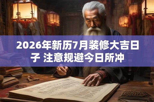 2026年新历7月装修大吉日子 注意规避今日所冲