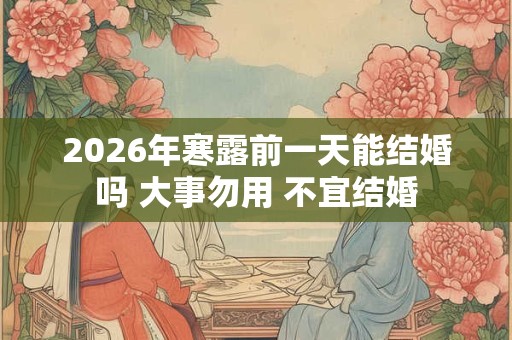 2026年寒露前一天能结婚吗 大事勿用 不宜结婚
