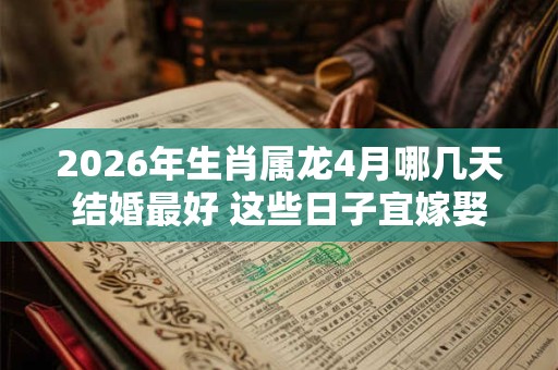 2026年生肖属龙4月哪几天结婚最好 这些日子宜嫁娶