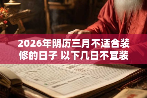 2026年阴历三月不适合装修的日子 以下几日不宜装修 2026年阴历三月不适合装修的日子 以下几日不宜装修
