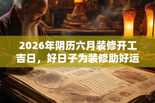 2026年阴历六月装修开工吉日,好日子为装修助好运 2026年阴历六月装修开工吉日,好日子为装修助好运