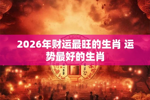 2026年财运最旺的生肖 运势最好的生肖
