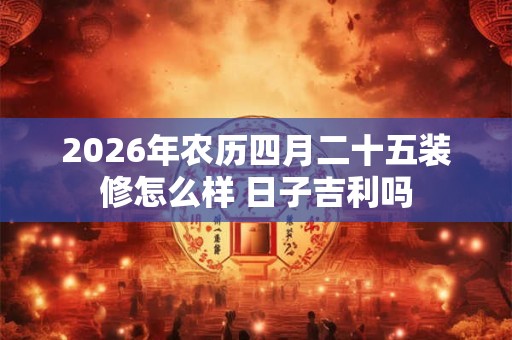 2026年农历四月二十五装修怎么样 日子吉利吗 2026年农历四月二十五装修怎么样 日子吉利吗