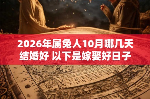 2026年属兔人10月哪几天结婚好 以下是嫁娶好日子